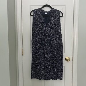 Sleeveless navy patterned Old Navy pintuck swing dress XL